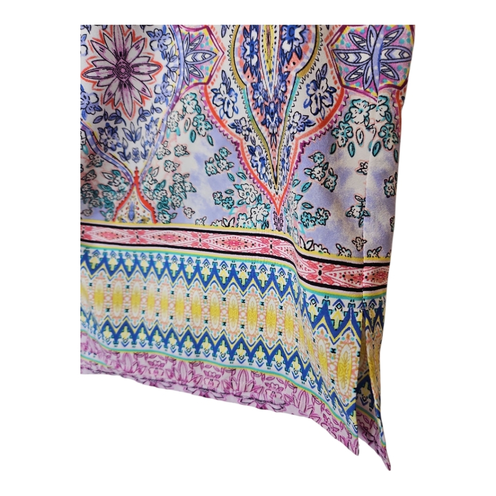 Fleur Bleue Key Hole Neck Sleeveless Paisley Tank Top Size M - Picture 3 of 6